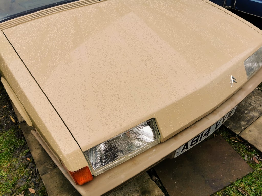 Water beading on freshly polished and waxed Citroen BX14RE