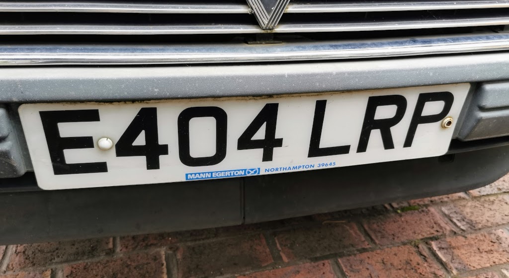 Original dealer's registration plates have done well to still be here after 34 years.
