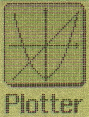 Detail of the "Plotter" application icon on an Acorn Pocket Book II