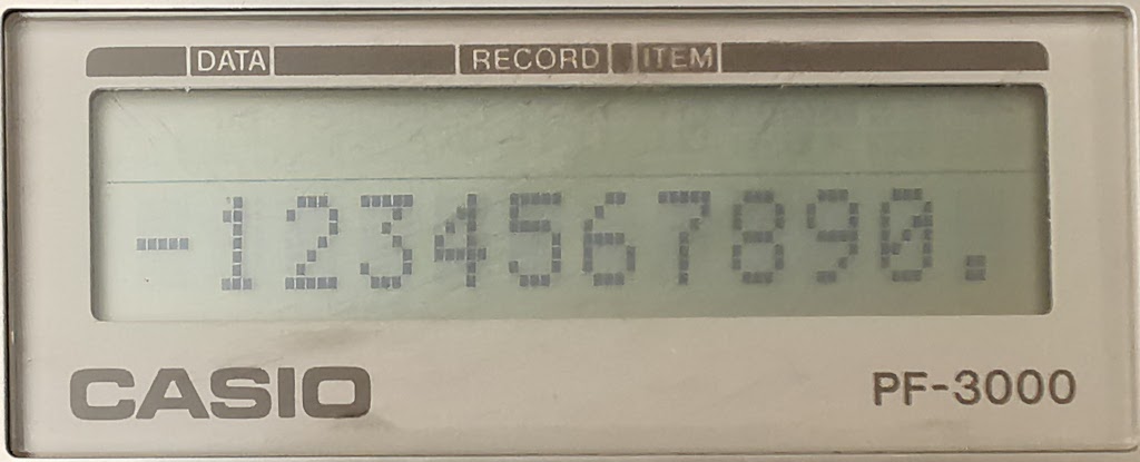 Casio PF-3000 Display Detail showing Numeric Readout