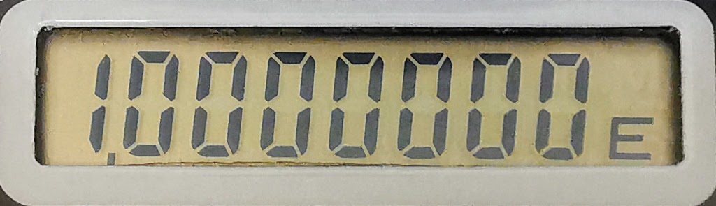 Detail showing display of generic transparent calculator in an overflow condition