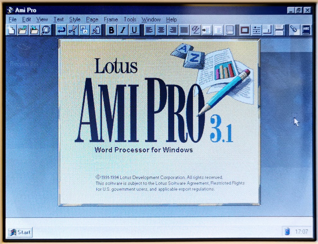 Lotus Ami Pro splash screen