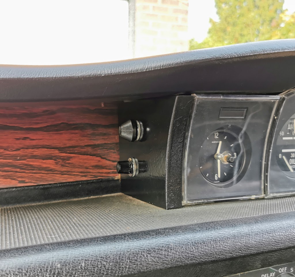 Detail photo showing the repainted left hand dash edge trim