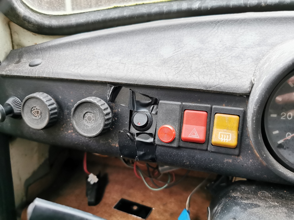 1984 Trabant P601S Detail of some horrible bodgery on the dash switchgear