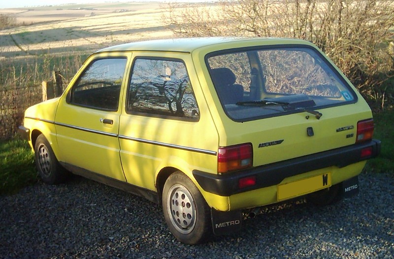 1981 Austin MiniMetro HLE in Snapdragon Yellow Rear 3/4 View