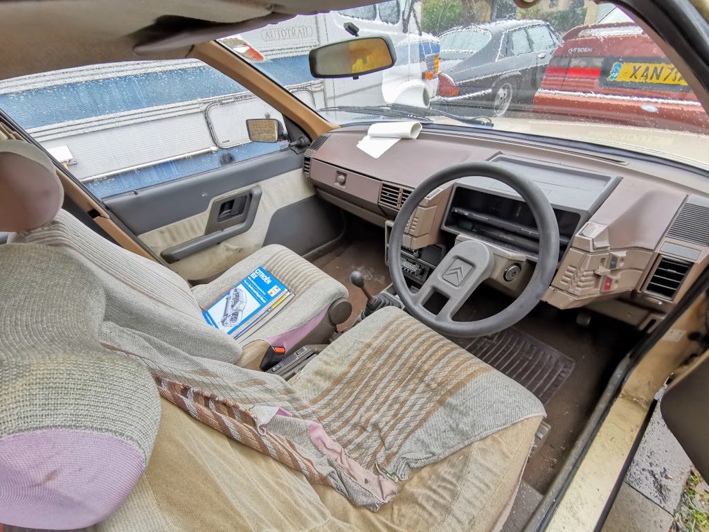 Interior front view of 1983 Citroen BX 14RE as arrived