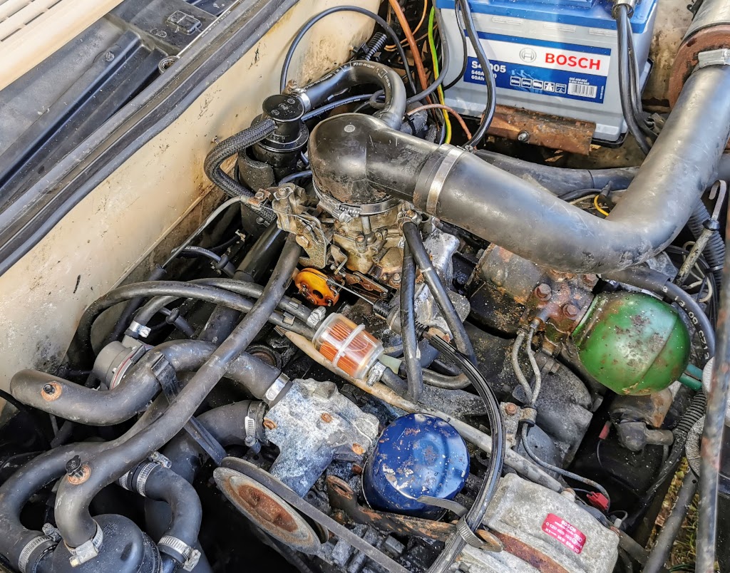 Engine bay back together for now