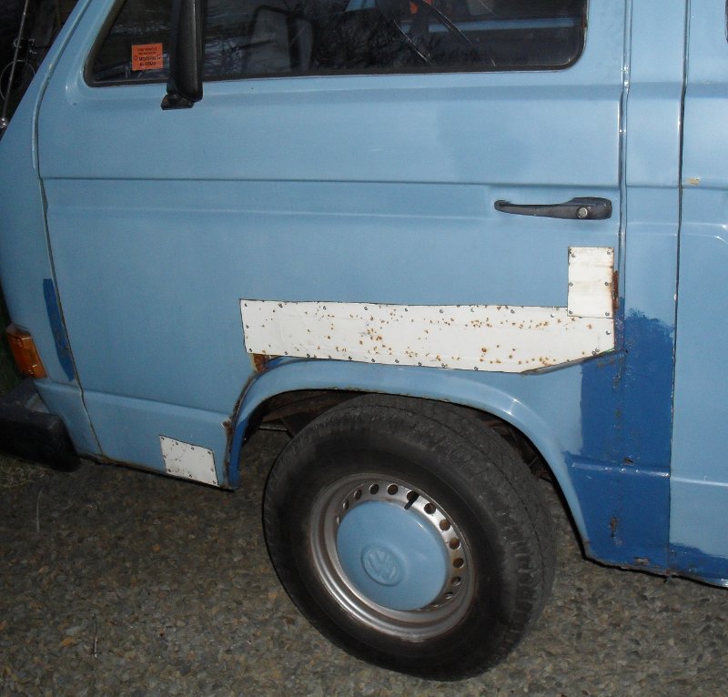 1980 VW T25 Camper van - Ugly but far more solid door bodge.