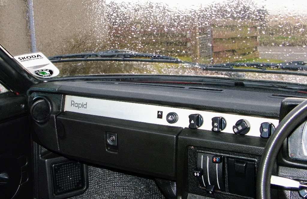 Detail of dash on a 1991 Skoda 135 RiC Rapid showing different dash layout to standard Estelle