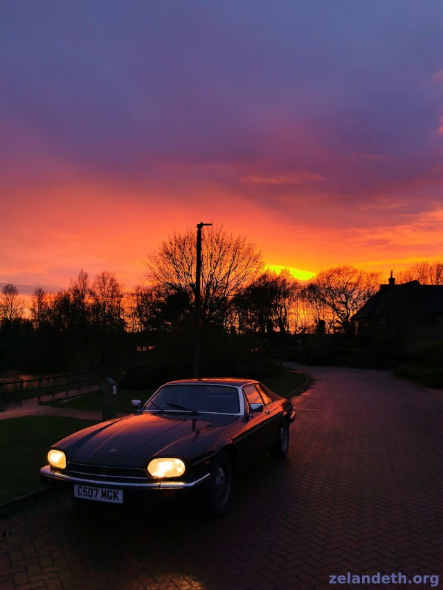 Jaguar XJ-S at sunset