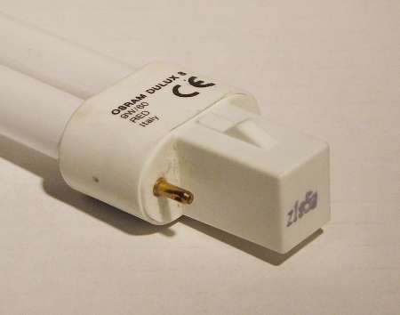 Osram Dulux S G23 9W/60 Red Compact Fluorescent Lamp - Detail of lamp cap
