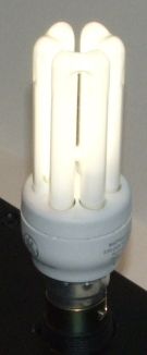 General Electric BIAX Electronic FLE15TBX/XM/840 Compact Fluorescent Lamp - Detail showing lamp lit