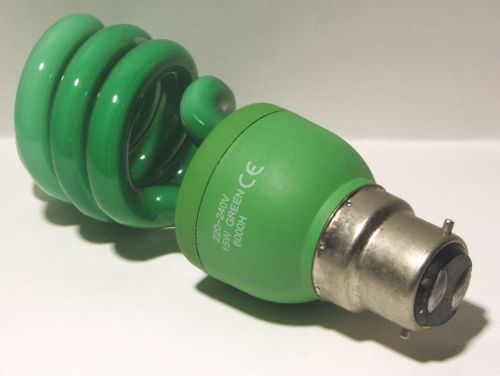 Impact Color Spiral 15W Green Coloured Compact Fluorescent Lamp - Detail of lamp cap