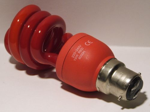 Impact Color Spiral 15W Red Coloured Compact Fluorescent Lamp - Detail of lamp cap