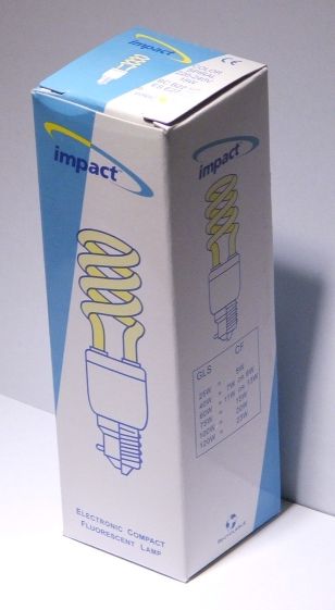 Impact Color Spiral 15W Yellow Compact Fluorescent Lamp - Retail packing lamp is supplied in
