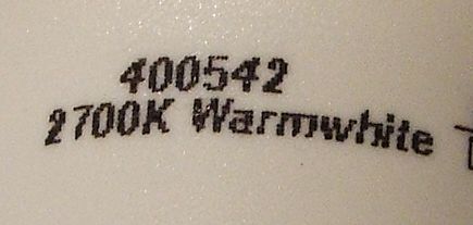 Megaman GSU11s DorS Self-Dimming Compact Fluorescent Lamp - Detail of text printed on lamp base (3/3)