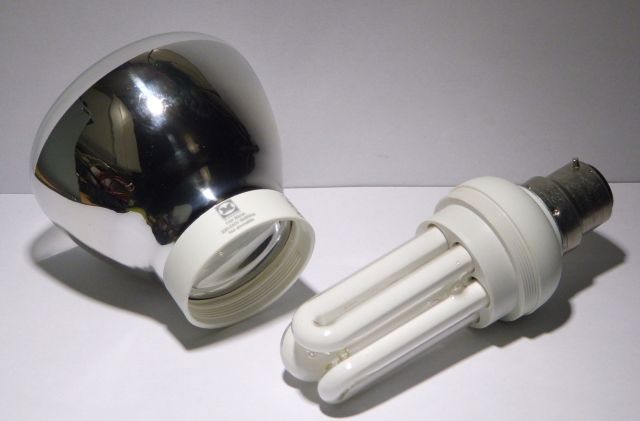 Morrisons 11W Reflector Compact Fluorescent Lamp - Shown with screw-on outer bulb removed