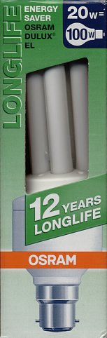 Osram Dulux EL Longlife 20W/827 Compact Fluorescent Lamp - Detail of front of packaging