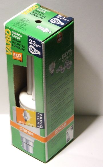 Osram Dulux EL Vario 23W/41-827 Self-Dimming Compact Fluorescent Lamp - overview of lamp packaging