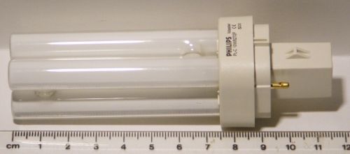 Philips Master PL-C 10W 827/2P Ecotone Compact Fluorescent Lamp - Shown next to a ruler to show length of lamp
