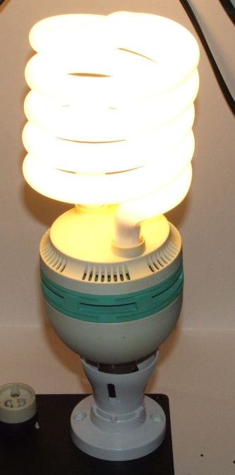 Saver Lamp 85W 2700K Compact Fluorescent Lamp - General overview showing lamp while lit