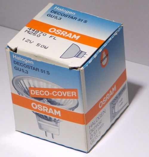Osram Decostar 51S 12V 50W Dichroic Halogen Lamp - Overview of lamp packaging