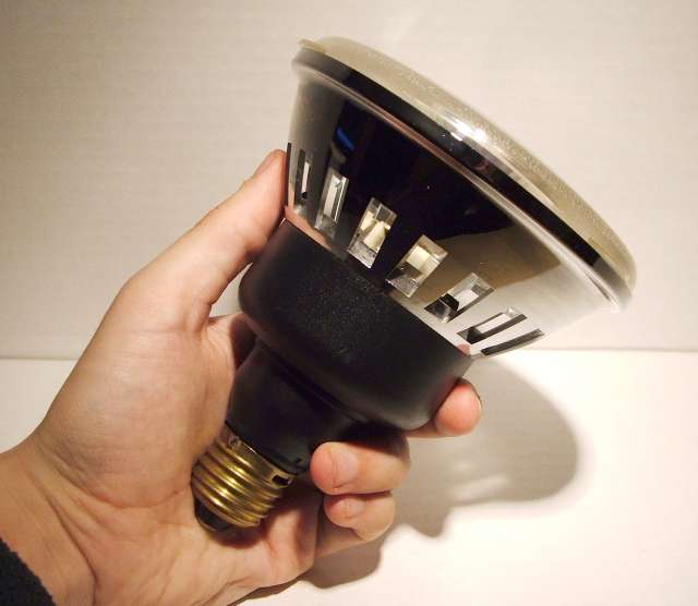 Economy Lighting Limited PAR38 to MR16 Retrofit Adapter - Unit held in hand to show scale