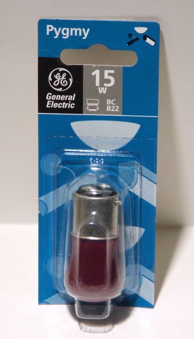 General Electric 15W Red Pygmy Lamp - Lamp packaging