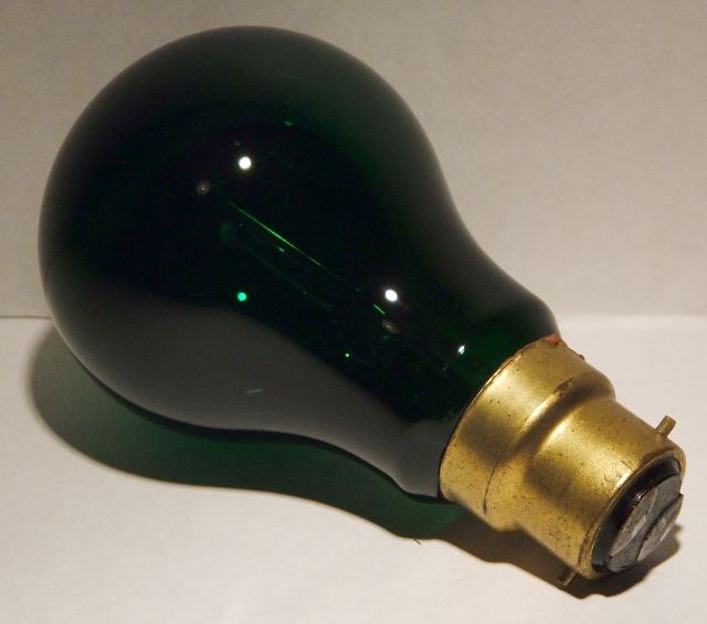 Kingston 60W Green Coloured Lamp - Detail of lamp cap
