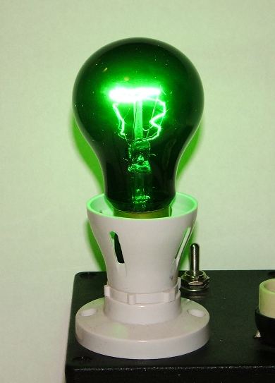 Kingston 60W Green Coloured Lamp - lamp shown while alight