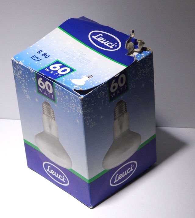 Leuci R80 60W Violet Coloured Reflector Lamp - Lamp packaging