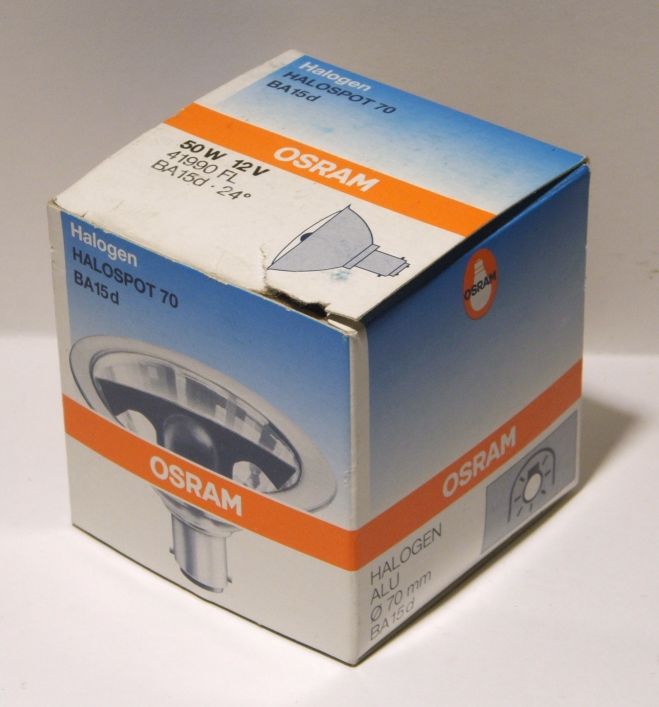 Osram Halospot 70 50W 12V 24 Degree Spot Lamp - Lamp packaging