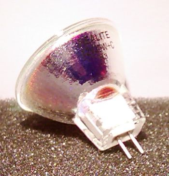 Realite MR11 Dichroic 20W 10 Degree Coloured Lamp - Showing rear of reflector and lamp cap