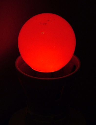BELL Outdoor Round Bulb LED Coloured Lamp shown while alight