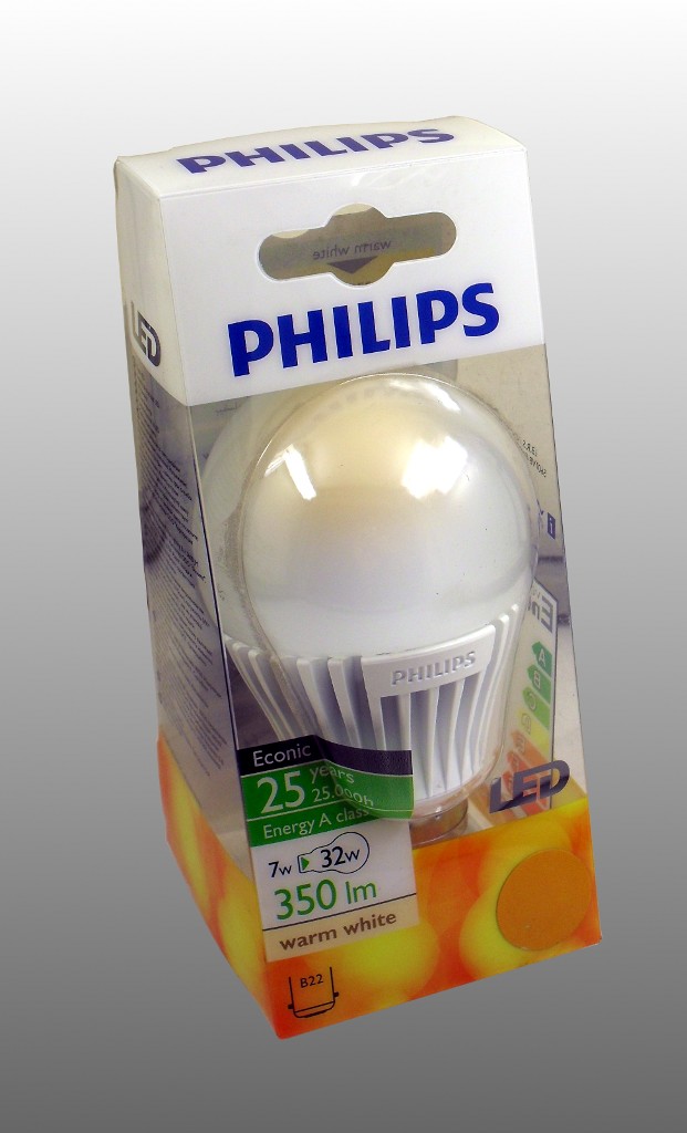 Philips Econic 7W A60 Warm White LED Lamp Packaging