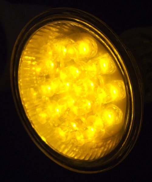 Pro-Lite DioTronic GU10 LED - Orange - 240V 1.8W T/C Lamp - Close-up of lamp while alight