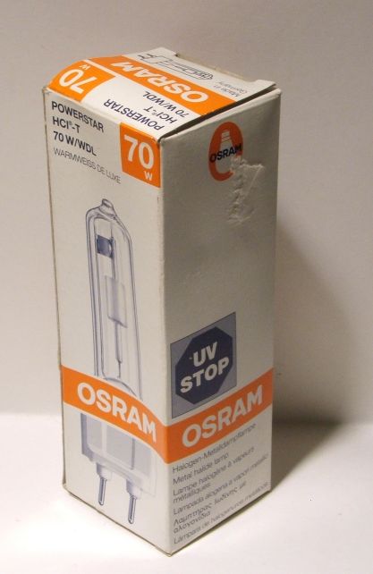 Osram Powerstar HCI-T 70W/WDL Ceramic Metal Halide Lamp Packaging