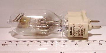 Osram Powerstar HQI-T 70W/WDL/UVS Warmweiss De Luxe Quartz Metal Halide Lamp - Showing size of lamp
