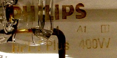 Philips HPI-T Plus 400W Metal Halide Lamp - Detail of text printed on lamp