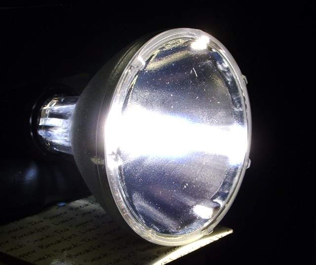 Philips Master Colour CDM-R 35W/830 E27 PAR30L 10° Metal Halide Reflector Lamp shown while alight
