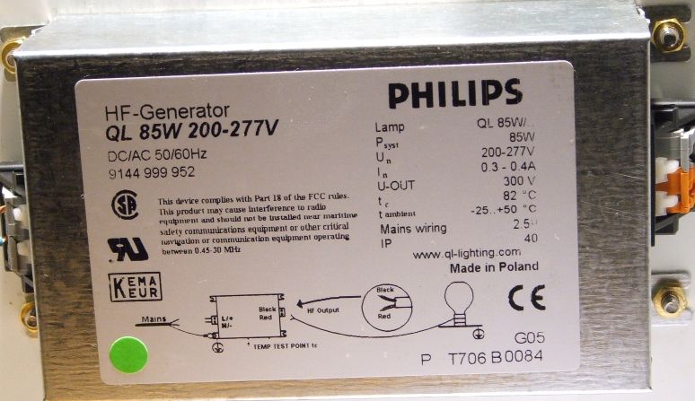 Philips Master QL 85W/830 Induction Lamp - Detail of High frequency driver