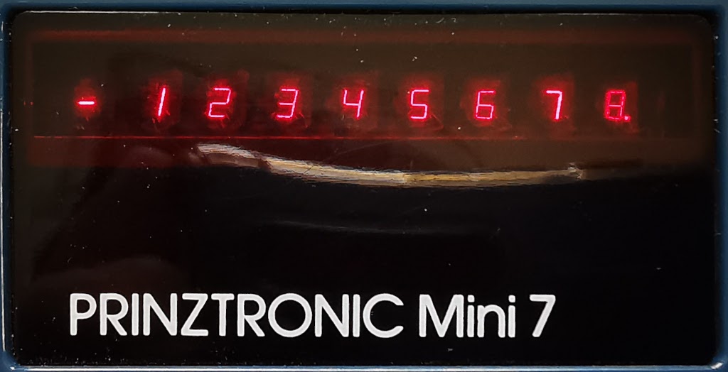 Prinztronic Mini 7 LED display showing digits 1 through 8