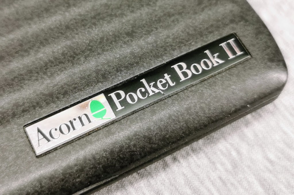 Detail of badging on an Acorn Pocket Book II