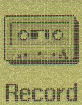 Detail of the "Record" audio recorder application icon on an Acorn Pocket Book II