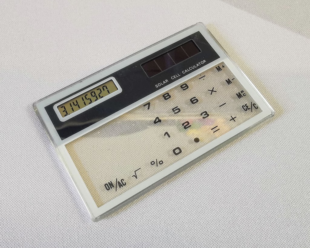 General view of the generic transparent calculator, showing large space for corporate branding below display