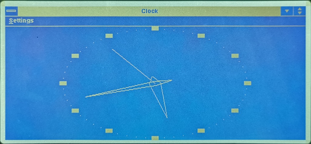 Clock for Windows 3.0 in Analogue mode running on a Toshiba T1200
