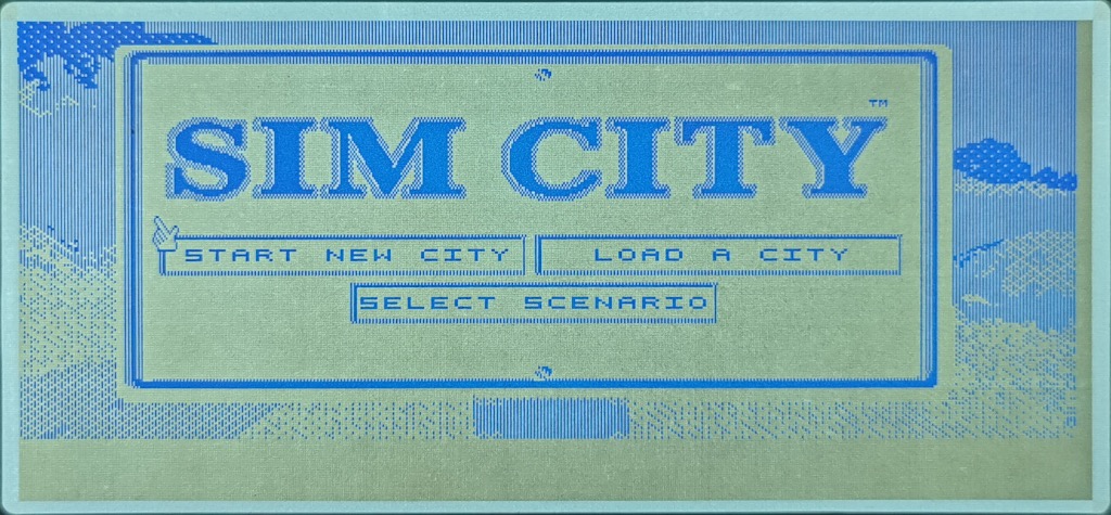 Sim City Opening Screen on a Toshiba T1200